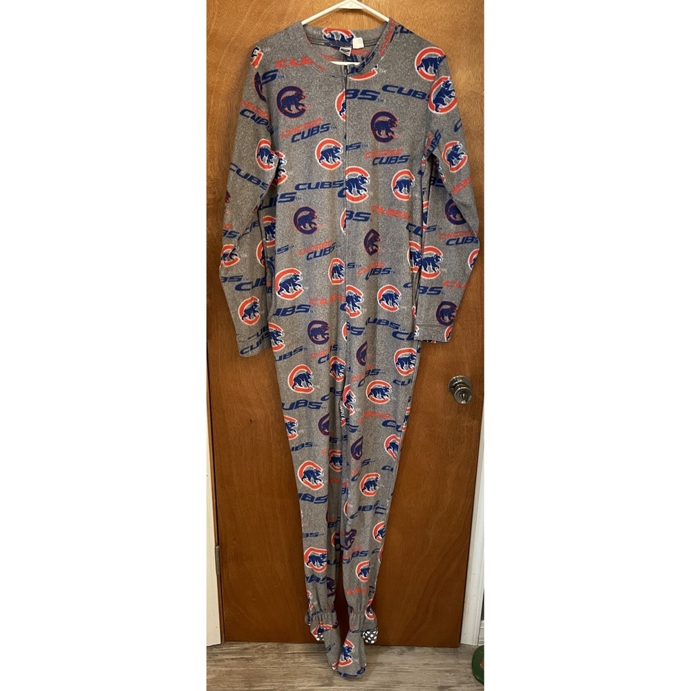 Chicago Cubs Adult M Footed Pajamas Gray Genuine MLB Merchandise Concept Sports